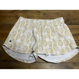Love FItness Hawaii Shorts Women’s 2XL Pineapple Honey Yellow Pocket Running